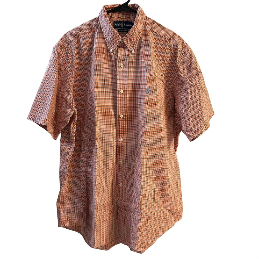 Ralph‎ Lauren Men's Classic Fit Plaid Short Sleeve Button Down Shirt Size Large
